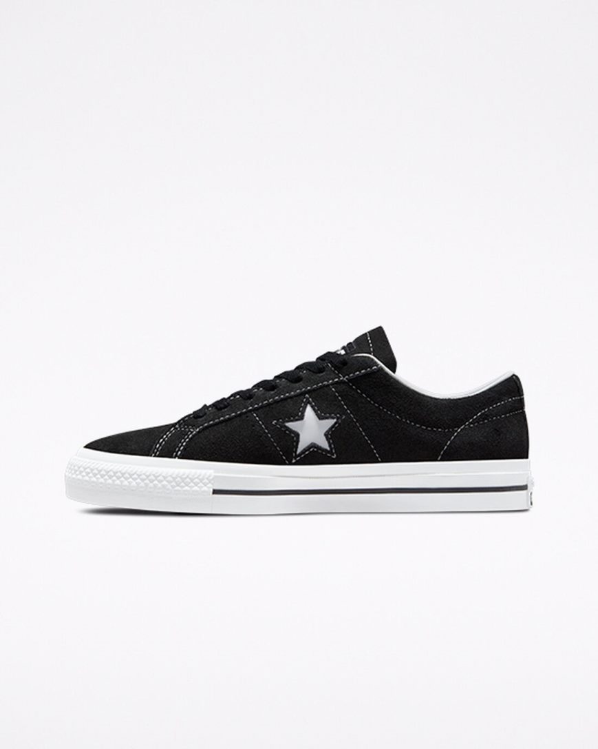 Zapatillas Skate Converse CONS One Star Pro Suede Hombre Negras Blancas | PE 8405EW